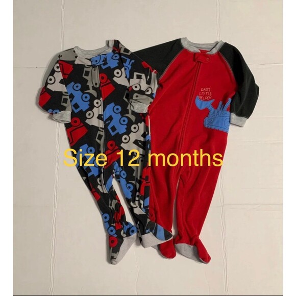 just One You by Carters fleece footed pajamas Size 12 months - Picture 1 of 9